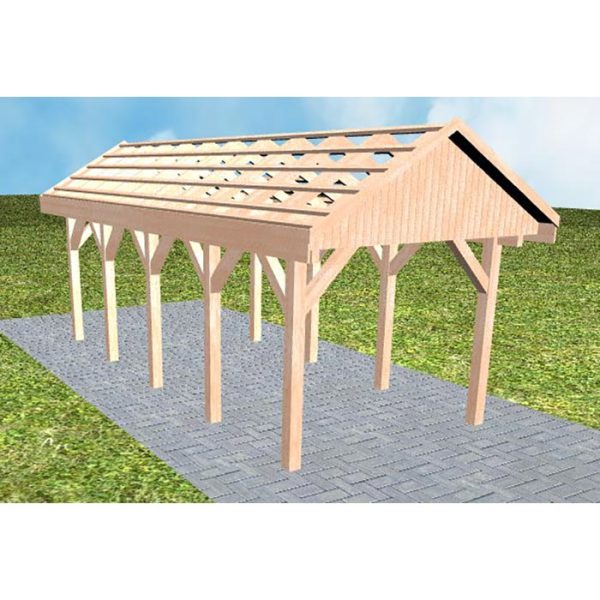 JODA Carport Malchow MO Natur Satteldach, ohne Rinne, ohne Pfannen