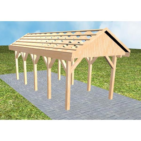 JODA Carport Malchow MO Perfect Satteldach, ohne Rinne, ohne Pfannen