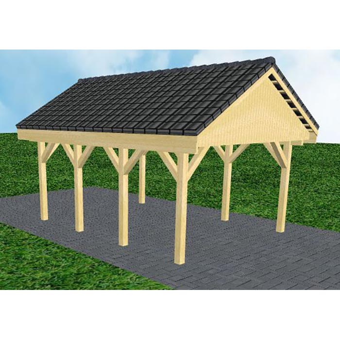 JODA Carport Meldorf KD Classic Satteldach, incl. Pfannen und Rinne