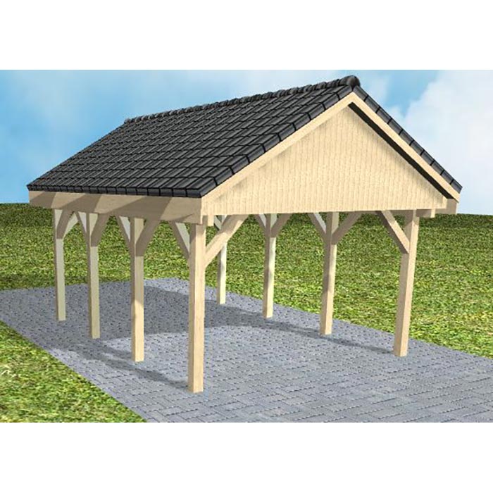 JODA Carport Meldorf KD Master Satteldach, incl. Pfannen und Rinne