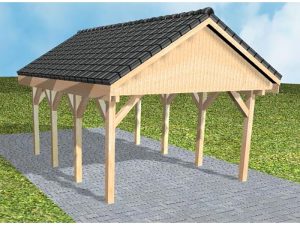 JODA Carport Meldorf KD Perfect Satteldach, incl. Pfannen und Rinne