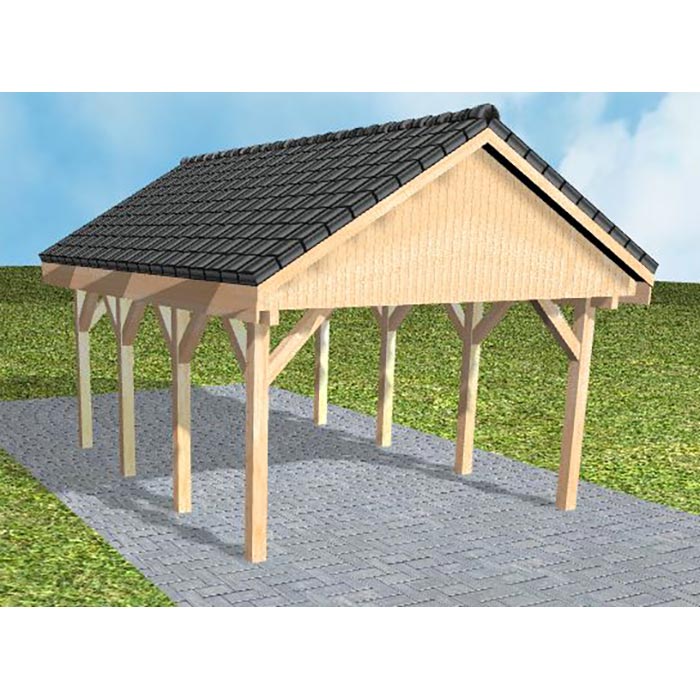 JODA Carport Meldorf KD Perfect Satteldach, incl. Pfannen und Rinne