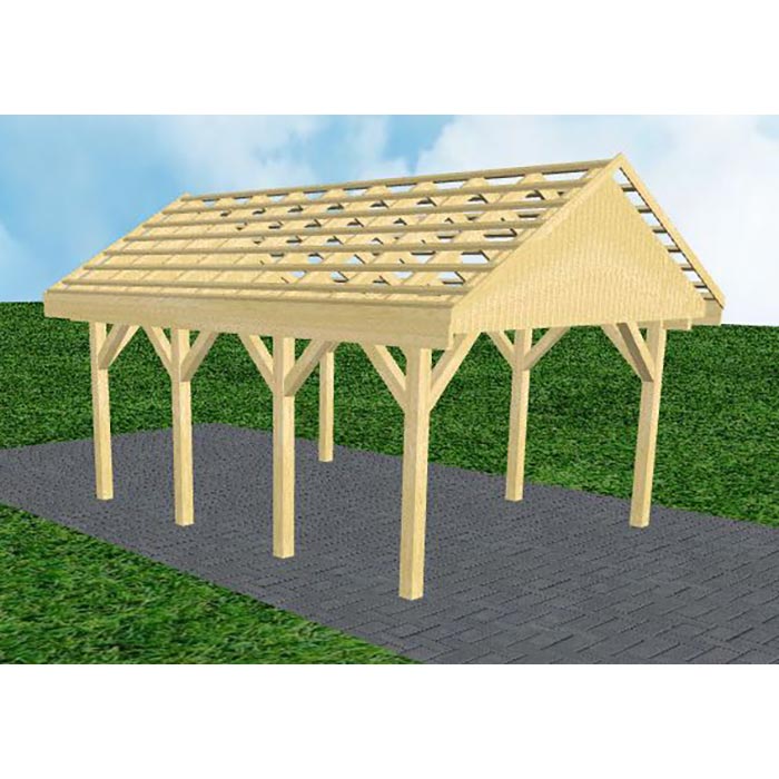 JODA Carport Meldorf KO Classic Satteldach, ohne Rinne, ohne Pfannen