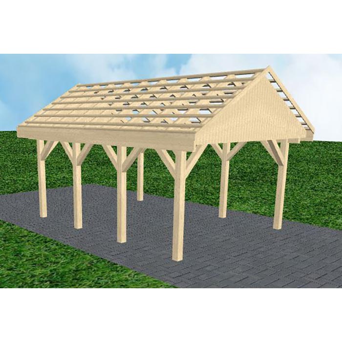 JODA Carport Meldorf KO Master Satteldach, ohne Rinne, ohne Pfannen