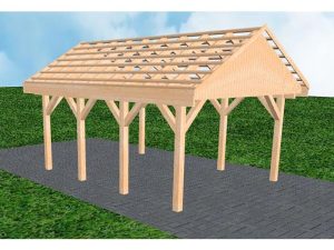 JODA Carport Meldorf KO Perfect Satteldach, ohne Rinne, ohne Pfannen