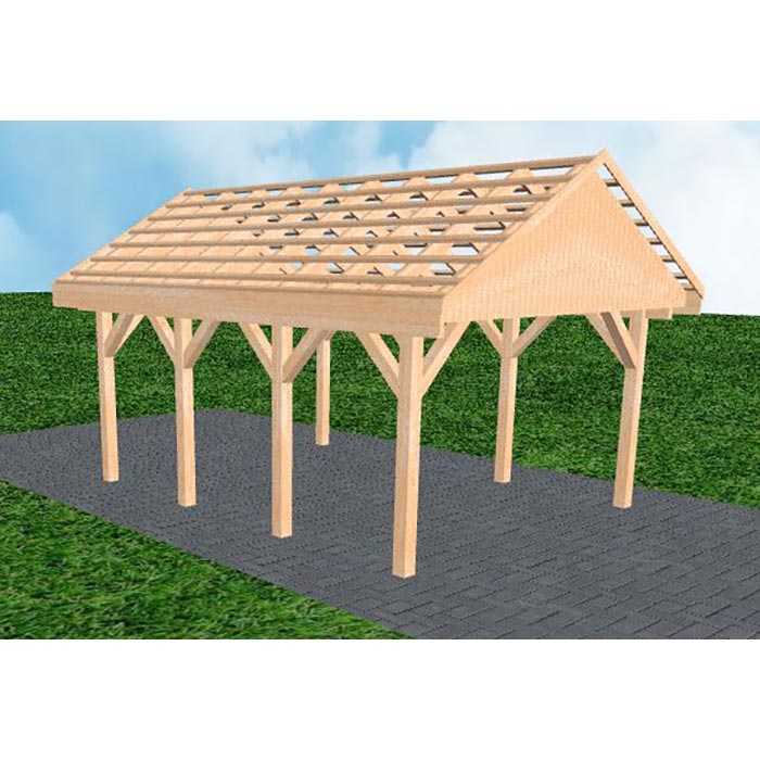 JODA Carport Meldorf KO Perfect Satteldach, ohne Rinne, ohne Pfannen