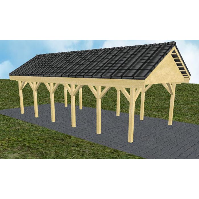 JODA Carport Meldorf LD Classic Satteldach, incl. Pfannen und Rinne