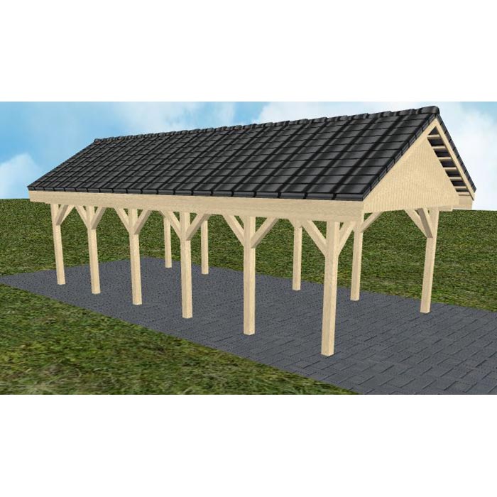 JODA Carport Meldorf LD Master Satteldach, incl. Pfannen und Rinne