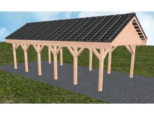 JODA Carport Meldorf LD Natur Satteldach, incl. Pfannen und Rinne