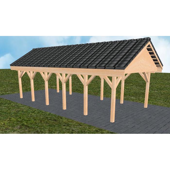 JODA Carport Meldorf LD Perfect Satteldach, incl. Pfannen und Rinne