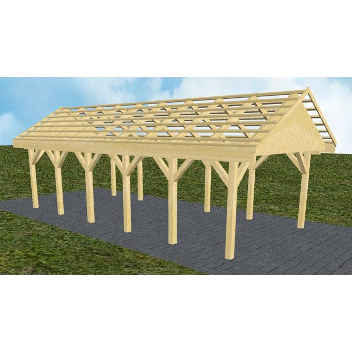 JODA Carport Meldorf LO Classic Satteldach, ohne Rinne, ohne Pfannen