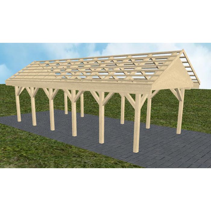 JODA Carport Meldorf LO Master Satteldach, ohne Rinne, ohne Pfannen