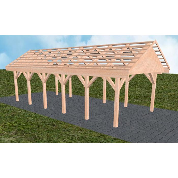 JODA Carport Meldorf LO Natur Satteldach, ohne Rinne, ohne Pfannen