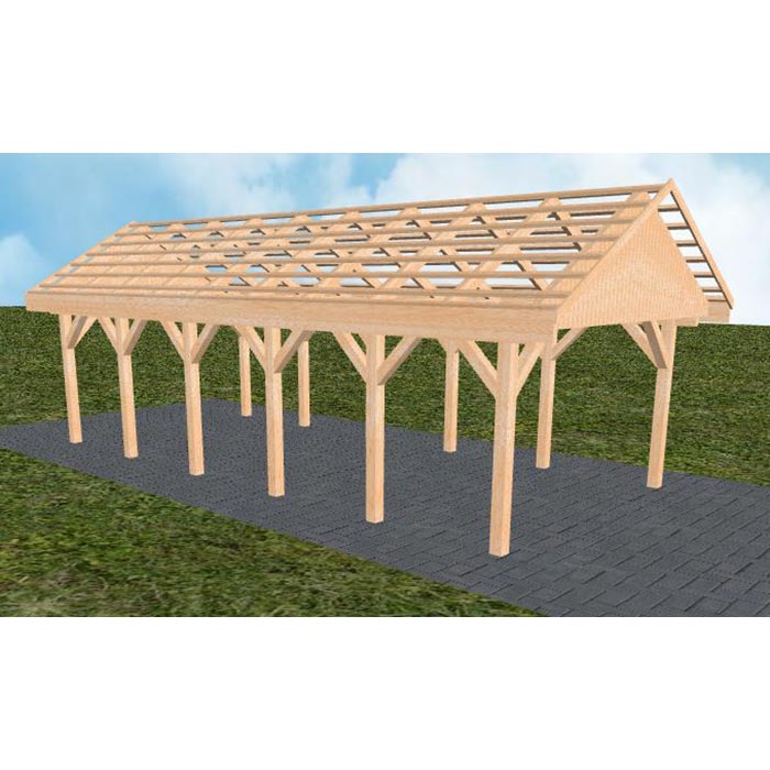 JODA Carport Meldorf LO Perfect Satteldach, ohne Rinne, ohne Pfannen