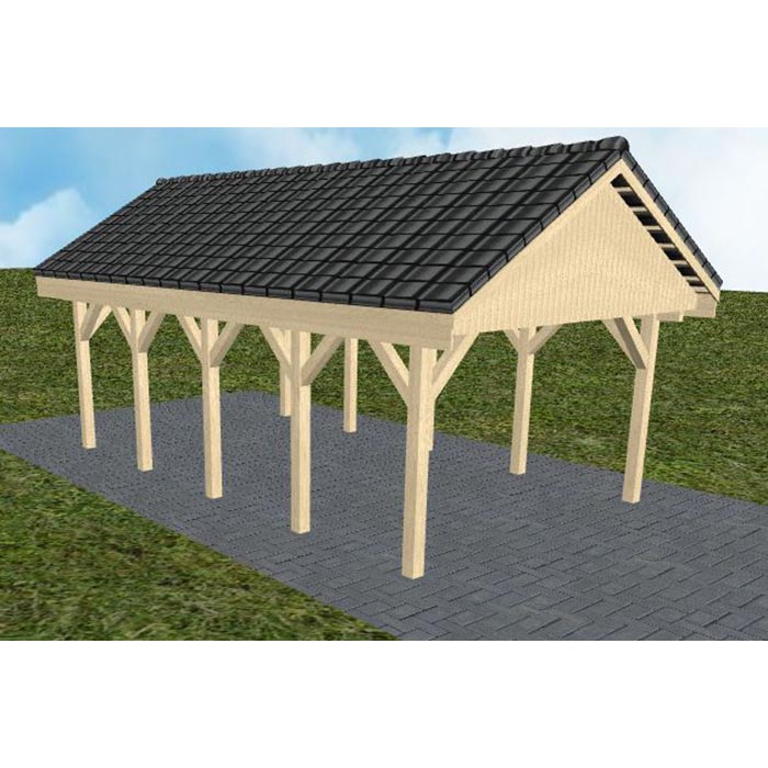 JODA Carport Meldorf MD Master Satteldach, incl. Pfannen und Rinne