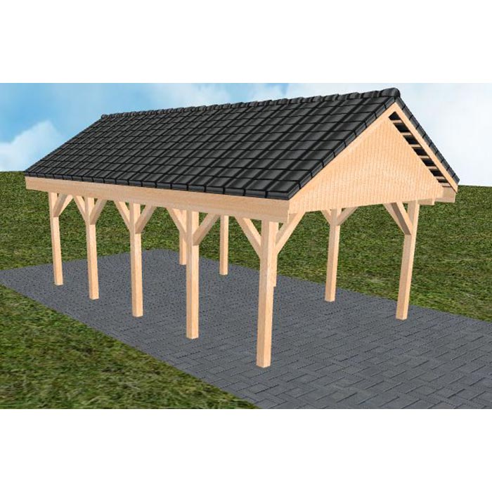 JODA Carport Meldorf MD Perfect Satteldach, incl. Pfannen und Rinne