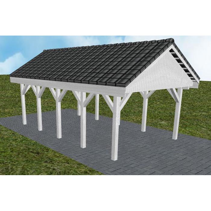 JODA Carport Meldorf MD Select Satteldach, incl. Pfannen und Rinne