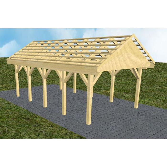 JODA Carport Meldorf MO Classic Satteldach, ohne Rinne, ohne Pfannen