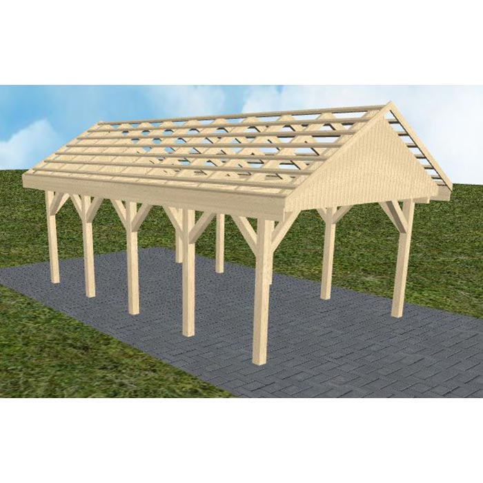 JODA Carport Meldorf MO Master Satteldach, ohne Rinne, ohne Pfannen