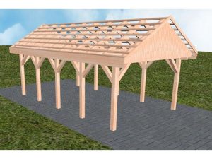 JODA Carport Meldorf MO Natur Satteldach, ohne Rinne, ohne Pfannen