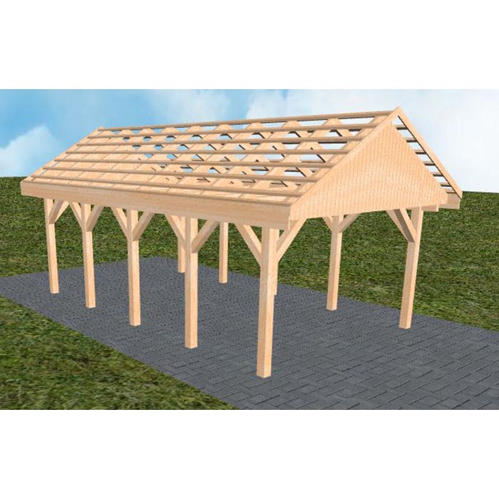 JODA Carport Meldorf MO Perfect Satteldach, ohne Rinne, ohne Pfannen