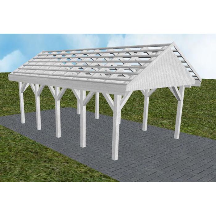 JODA Carport Meldorf MO Select Satteldach, ohne Rinne, ohne Pfannen