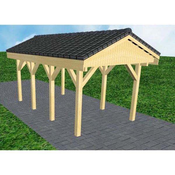 JODA Carport Wedel KD Classic Satteldach, incl. Pfannen und Rinne