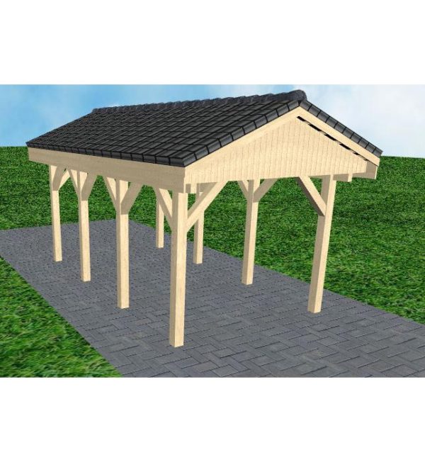 JODA Carport Wedel KD Master Satteldach, incl. Pfannen und Rinne