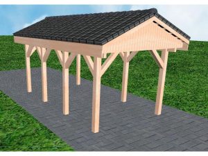 JODA Carport Wedel KD Natur Satteldach, incl. Pfannen und Rinne