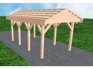 JODA Carport Wedel KO Natur Satteldach, ohne Rinne, ohne Pfannen