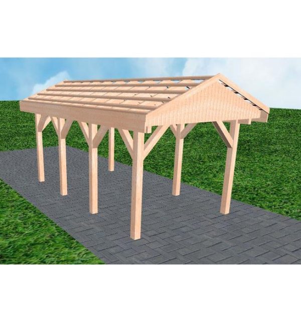 JODA Carport Wedel KO Natur Satteldach, ohne Rinne, ohne Pfannen