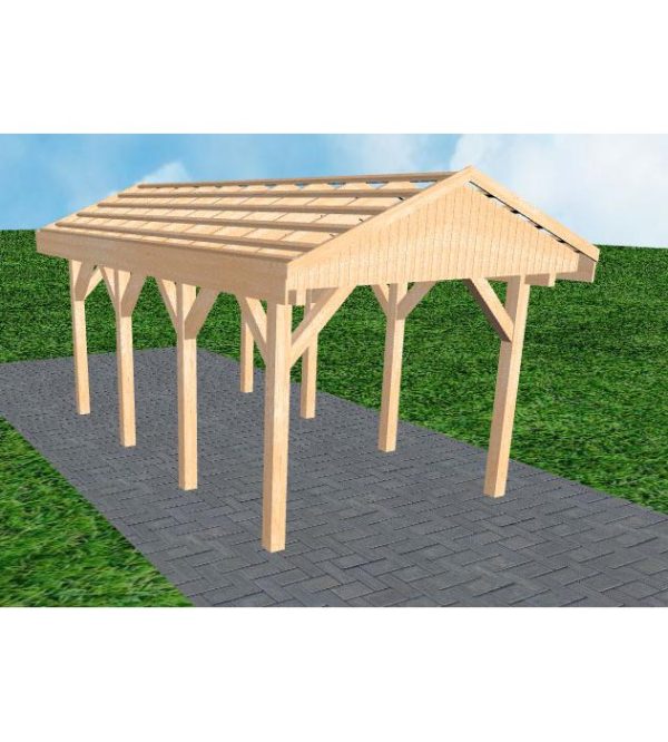 JODA Carport Wedel KO Perfect Satteldach, ohne Rinne, ohne Pfannen