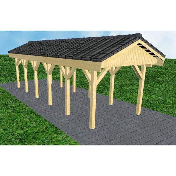 JODA Carport Wedel LD Classic Satteldach, incl. Pfannen und Rinne