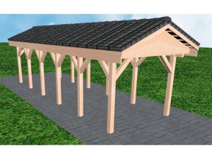JODA Carport Wedel LD Natur Satteldach, incl. Pfannen und Rinne