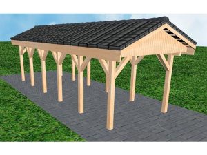 JODA Carport Wedel LD Perfect Satteldach, incl. Pfannen und Rinne
