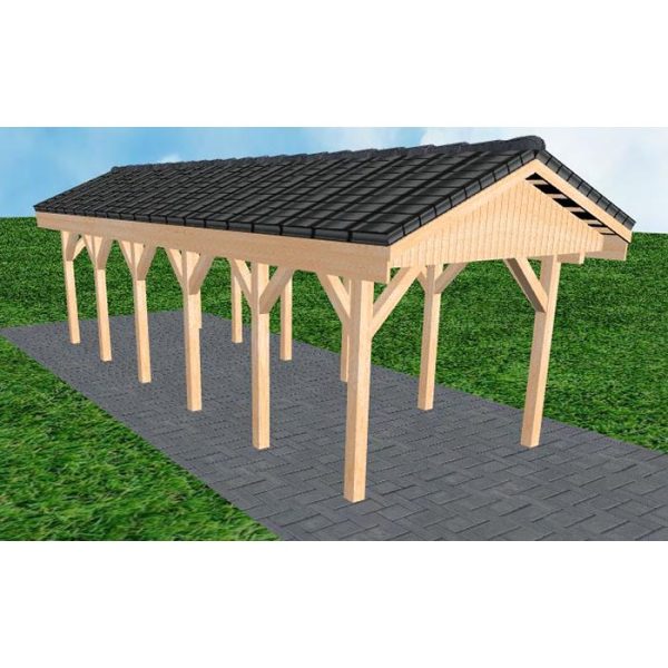 JODA Carport Wedel LD Perfect Satteldach, incl. Pfannen und Rinne