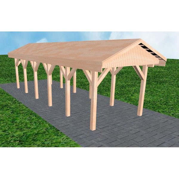 JODA Carport Wedel LG Natur Satteldach, vorb.f. Gründach