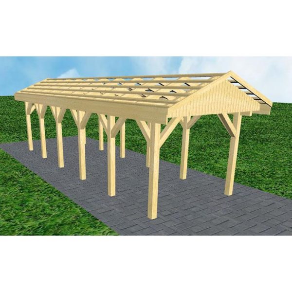 JODA Carport Wedel LO Classic Satteldach, ohne Rinne, ohne Pfannen