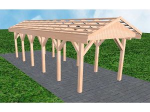 JODA Carport Wedel LO Natur Satteldach, ohne Rinne, ohne Pfannen