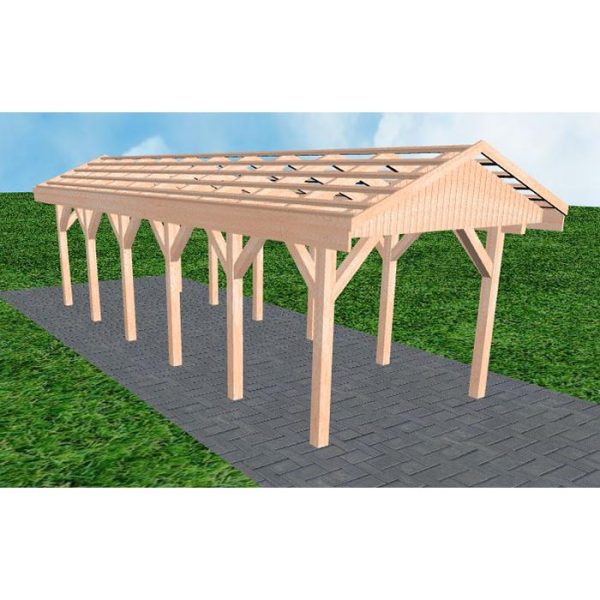 JODA Carport Wedel LO Natur Satteldach, ohne Rinne, ohne Pfannen