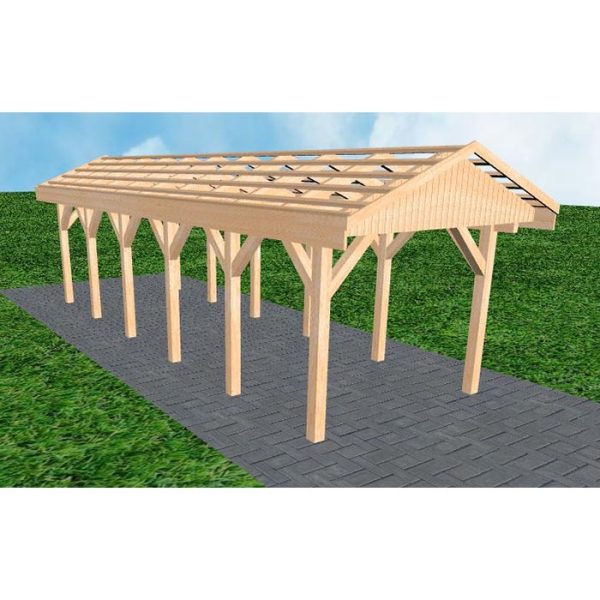 JODA Carport Wedel LO Perfect Satteldach, ohne Rinne, ohne Pfannen