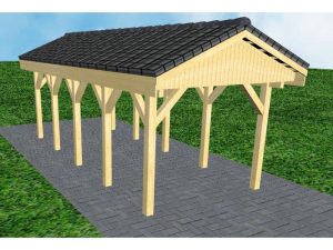 JODA Carport Wedel MD Classic Satteldach, incl. Pfannen und Rinne