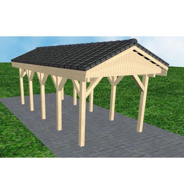 JODA Carport Wedel MD Master Satteldach, incl. Pfannen und Rinne