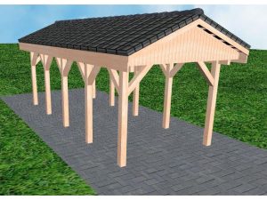 JODA Carport Wedel MD Natur Satteldach, incl. Pfannen und Rinne