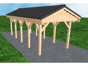 JODA Carport Wedel MD Perfect Satteldach, incl. Pfannen und Rinne