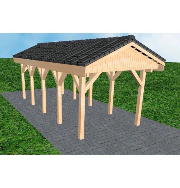 JODA Carport Wedel MD Perfect Satteldach, incl. Pfannen und Rinne