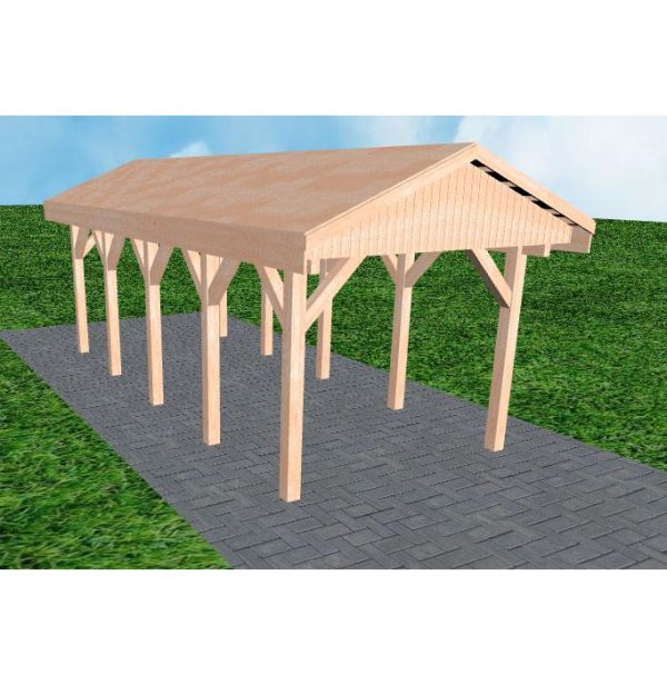 JODA Carport Wedel MG Natur Satteldach, vorb.f. Gründach