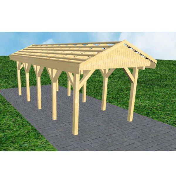 JODA Carport Wedel MO Classic Satteldach, ohne Rinne, ohne Pfannen