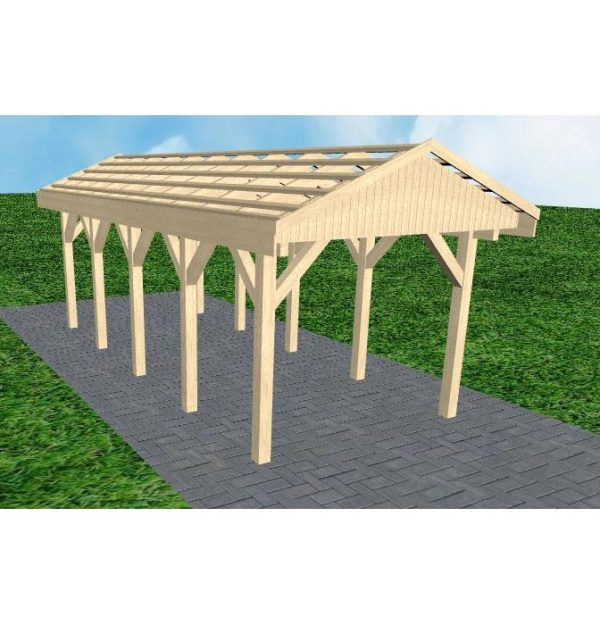 JODA Carport Wedel MO Master Satteldach, ohne Rinne, ohne Pfannen