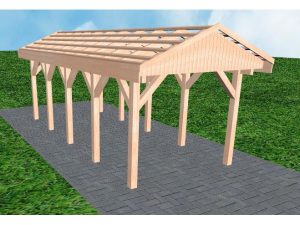 JODA Carport Wedel MO Natur Satteldach, ohne Rinne, ohne Pfannen